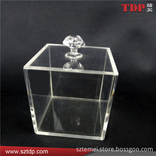 Wholesale Clear Square Plexiglass Acrylic Cotton Pad Facial Cotton Box with Lid